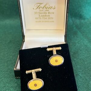 Tobias of Seville Row enameled cuff links